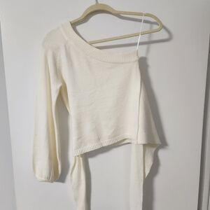 Astr Cream Asymmetrical Knit Top